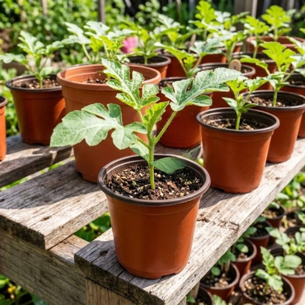 Sugar Watermelon Plant Live, Watermelon Vine Plant, 4 Inches Tall in 3.5 Inch Pot, Sweet Fruit, Fast Growing for Garden Growing
