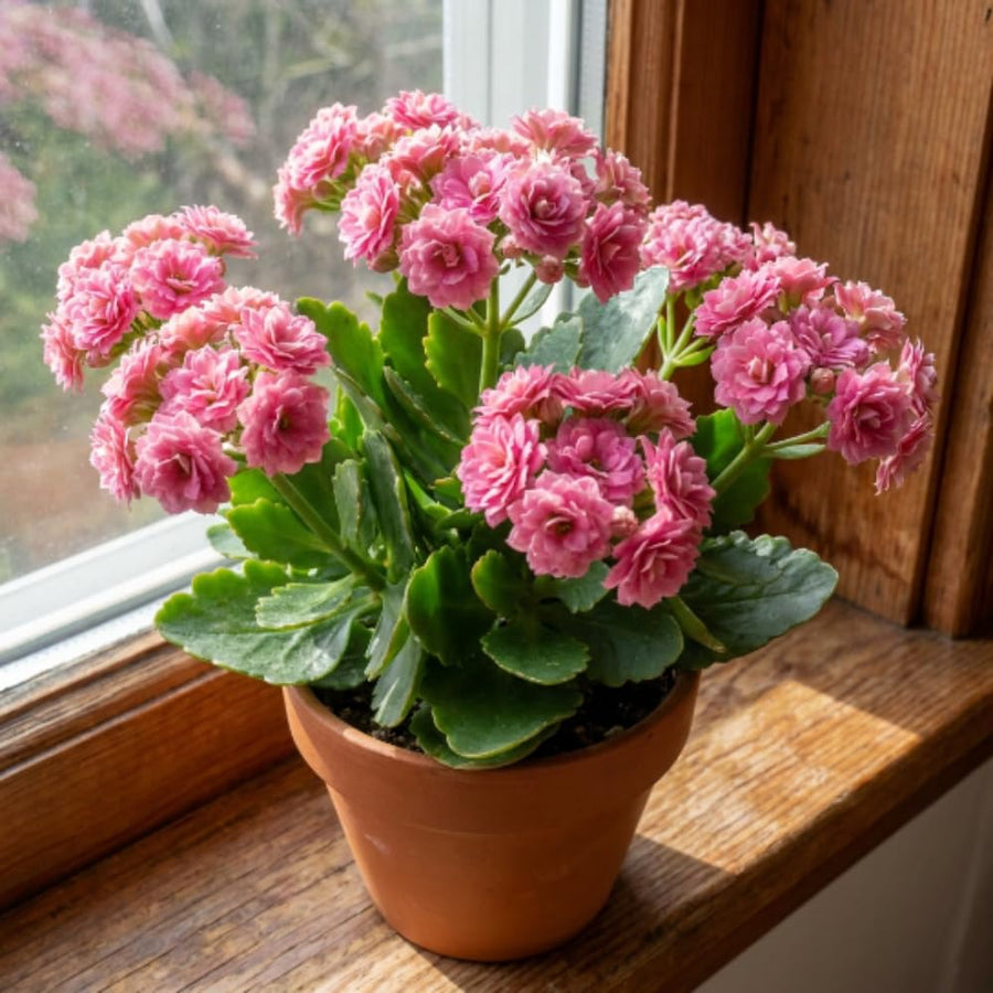 Double Pink Kalanchoe Live Plant, Double Pink Kalanchoe with Flowers, Vibrant Blooms 4-7 Inches Tall in Pot for Indoor Outdoor Houseplant