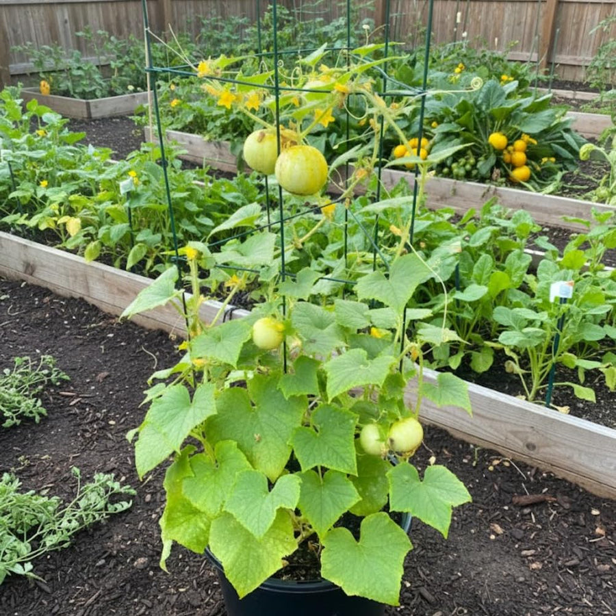 2 Cucumber Plants Live for Planting, Lemon Cucumber Live Plant in 4 Inches Pot, Well Rooted from 6 to 8 Inches Tall for Vegetable Garden, Cucumbers Starter Plant