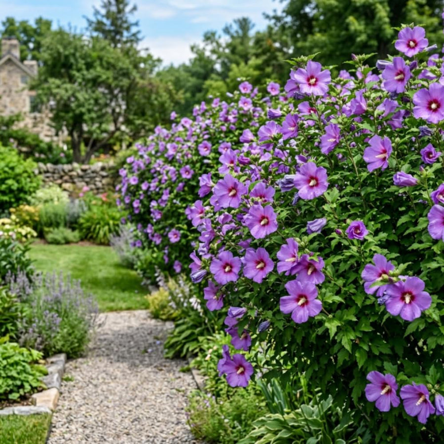Purple Rose of Sharon Plant Live, Rose of Sharon Plant, Quart Pot, 6-10 Inches Tall, Vibrant Bloom, Purple Althea for Indoor Outdoor Growing