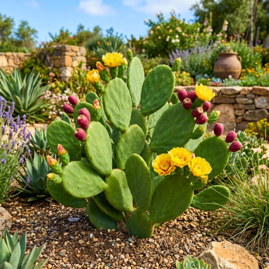 Prickly Pear Cactus Plant Live, Thornless Prickly Pear Plant, 4-6 Inc Tall, Hardy Succulent for Container, Patio or Landscape