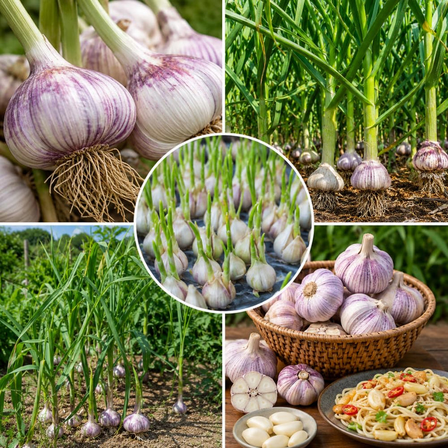 4 Music Garlic Bulbs for Planting, Large Heirloom Hardneck Seed Garlic, High Yield, Cold Hardy Fall Planting