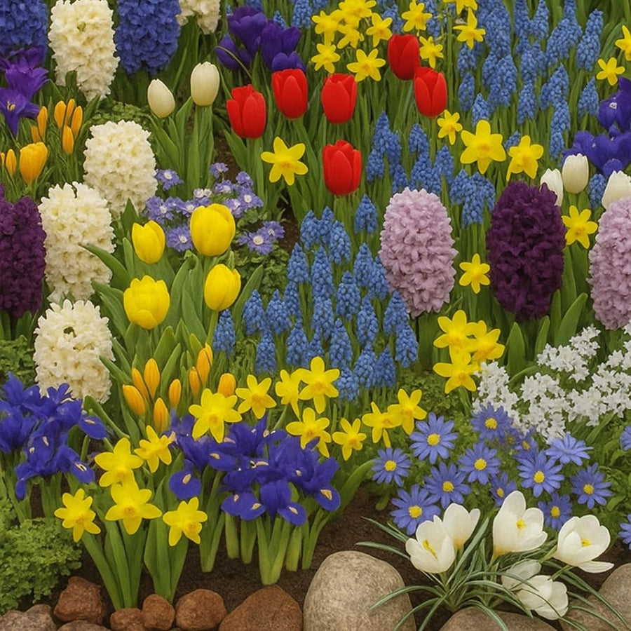 50 Top Size Mix Flower Bulbs for Spring Planting, Cold Hardy, Early Spring Blooms, Mixed Colorful Flower Bulb for Ground Cover Flowerbeds, Borders