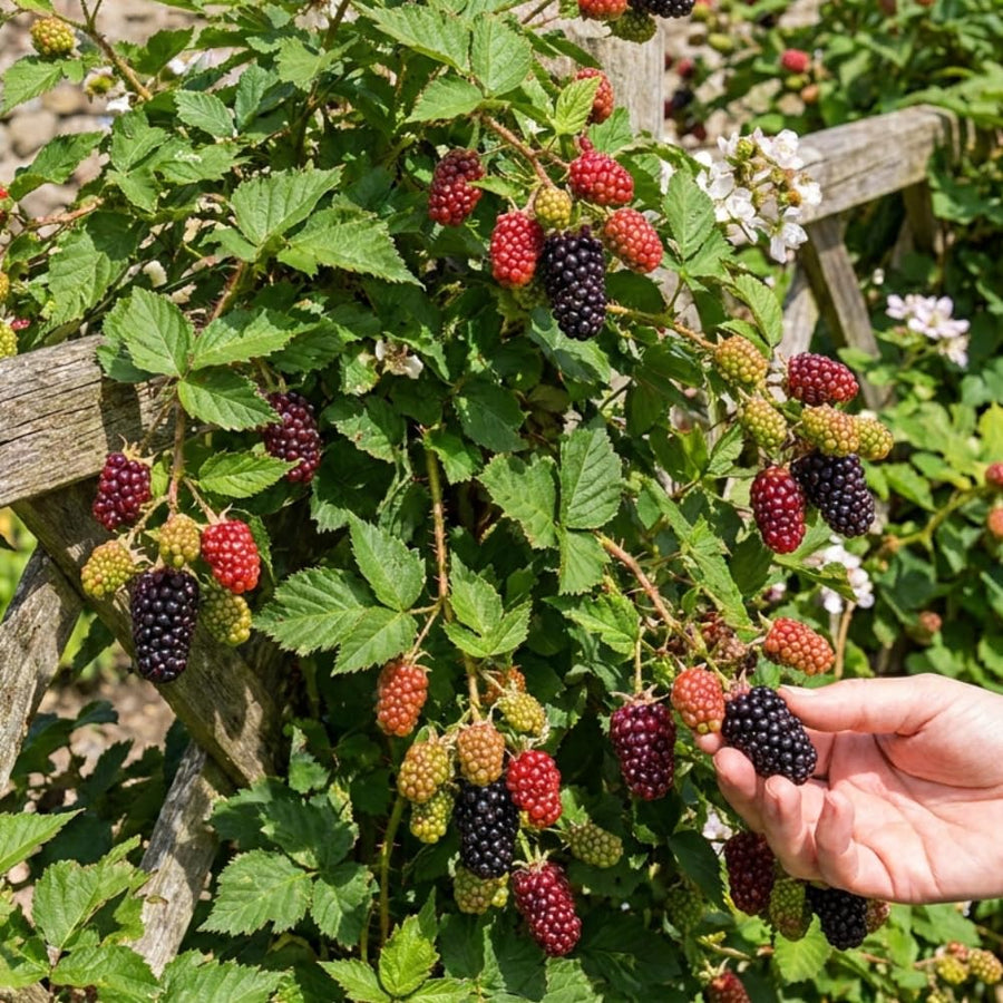 Boysenberry Live Plant, Full Rooted from 4-6 Inches Tall, Thornless Boysenberry, Edible Berry Fruit Plant for Outdoor Growing