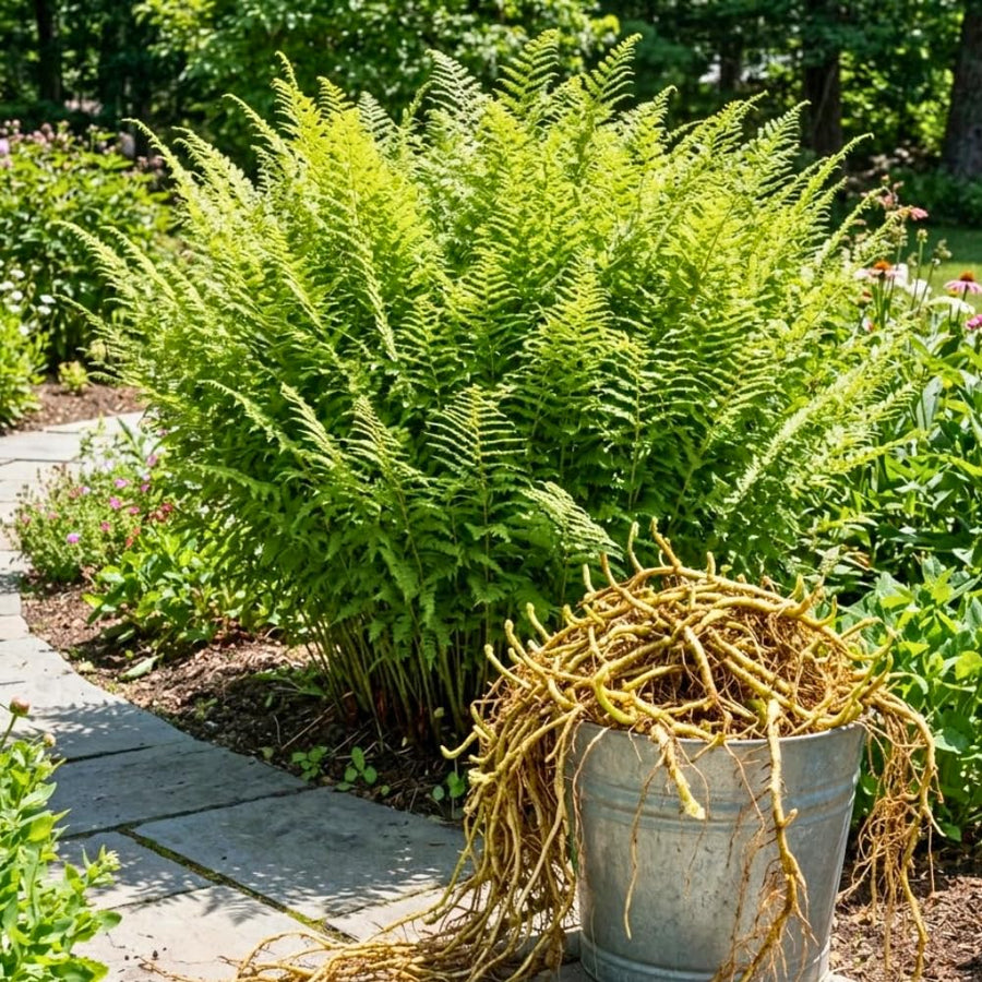 5 Hay Scented Fern Rhizomes Live Plants for Planting, Ferns Live Plants Outdoors Indoors Full Shade, Bare Roots, Fast-Growing