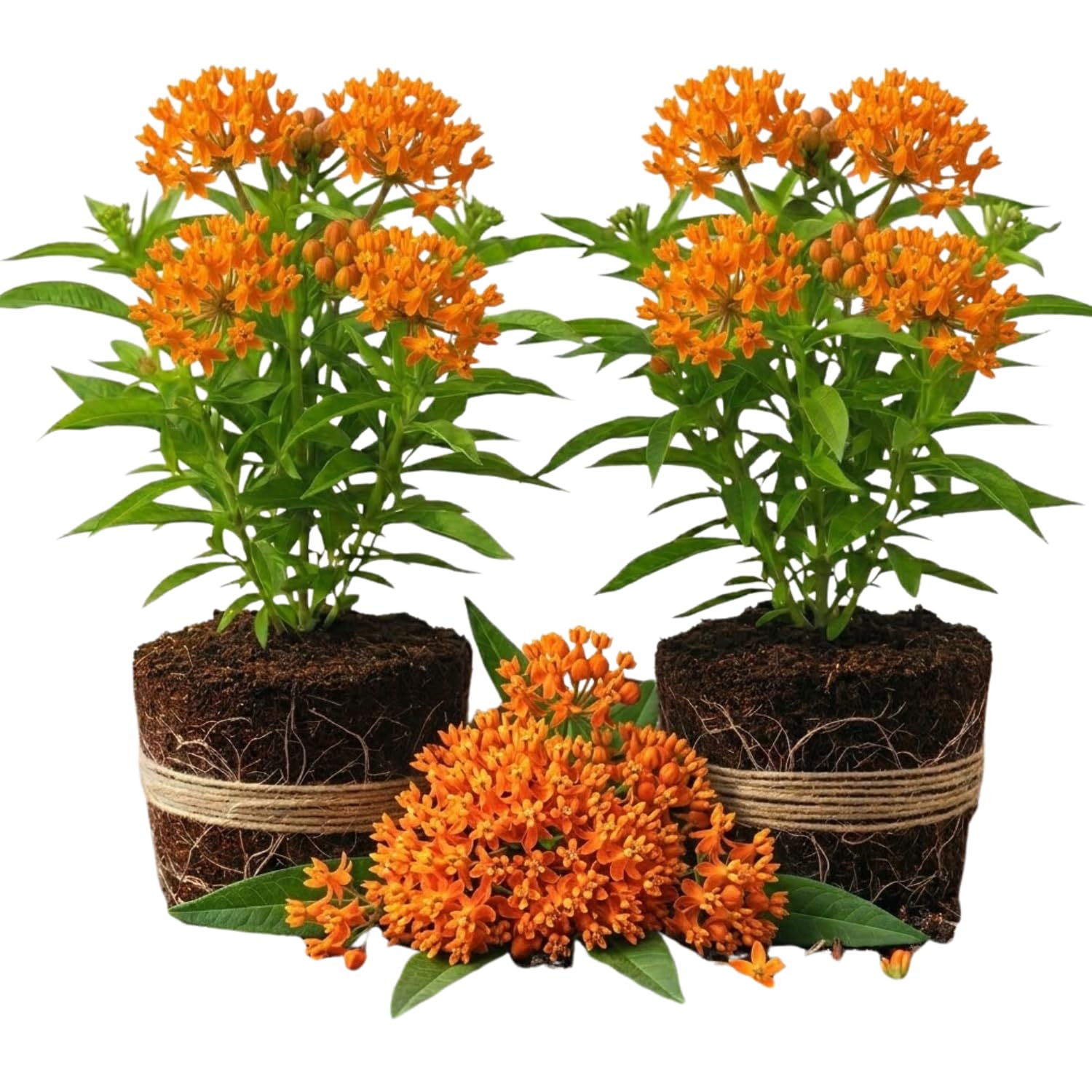 2 Orange Butterfly Milkweed Plants Live, Live Milkweed Plants, Asclepias Tuberosa Plant for Gardening, 5 to 7 Inc Tall