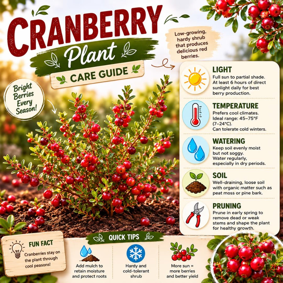 Set of 3 Live Cranberry Plants, 3 to 5 Inches Tall, Cranberry Starter Plants Live, Edible Berry Plants for Raised Beds, Containers, and Outdoor Landscapes