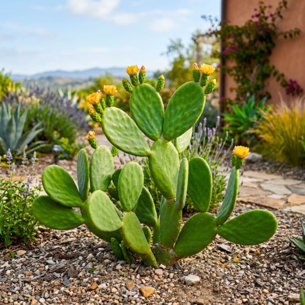 Prickly Pear Cactus Plant Live, Thornless Prickly Pear Plant, 4-6 Inc Tall, Hardy Succulent for Container, Patio or Landscape