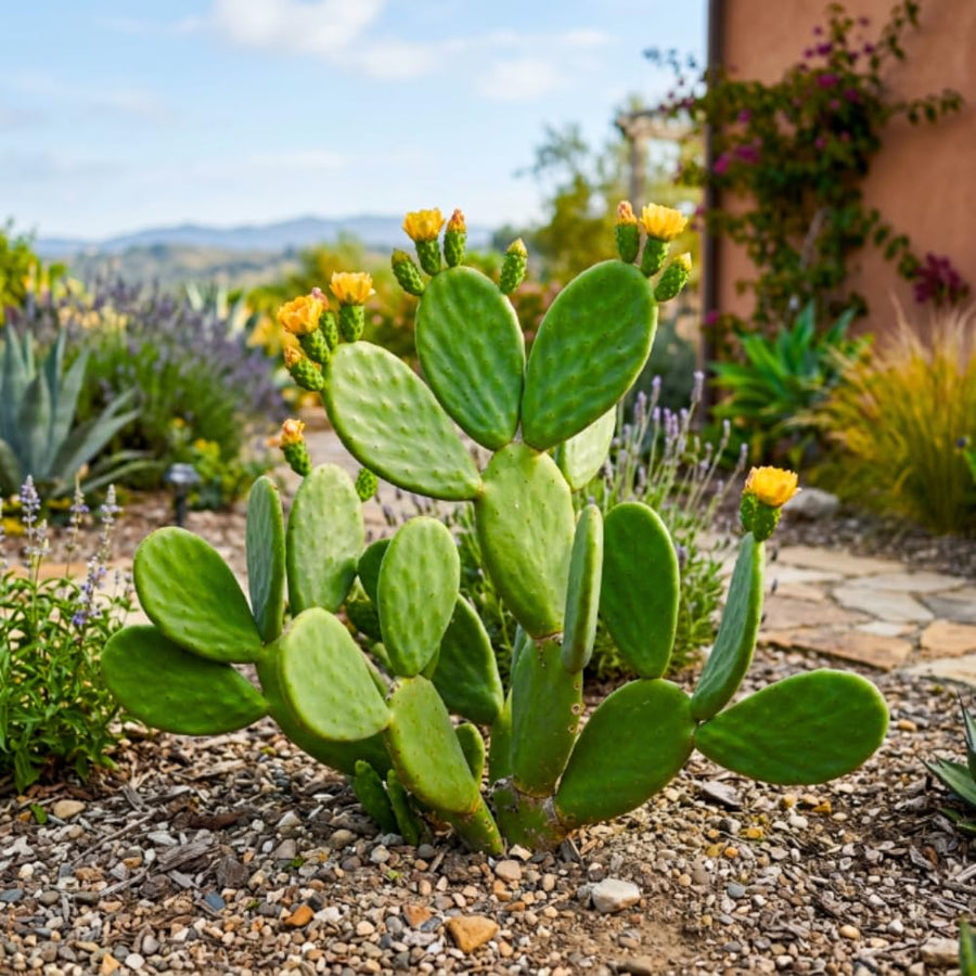 Prickly Pear Cactus Plant Live, Thornless Prickly Pear Plant, 4-6 Inc Tall, Hardy Succulent for Container, Patio or Landscape