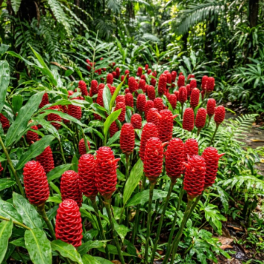 Awapuhi Shampoo Ginger Live Plants, Zingiber Zerumbet Pinecone Ginger Lily, Shampoo Ginger Plants Live for Outdoor Planting, 3–5 Inches Tall, Tropical Garden Plant, No Pot