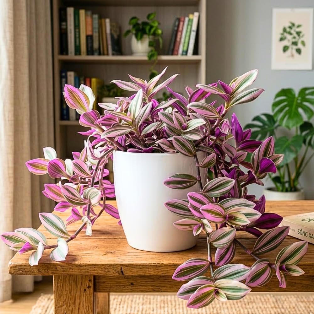 Wandering Jew Plant Live, Tradescantia Nanouk Plant Live 4-7 Inch Tall, Colorful Purple Pink Foliage for Indoor Outdoor Houseplant