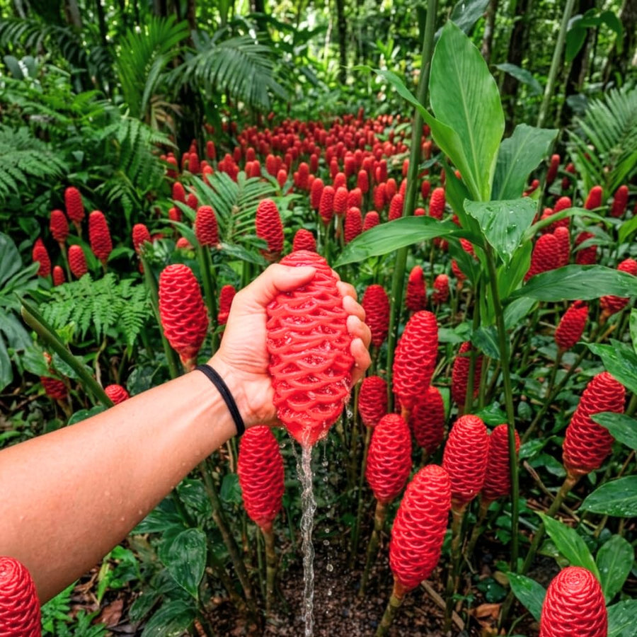 Awapuhi Shampoo Ginger Live Plants, Zingiber Zerumbet Pinecone Ginger Lily, Shampoo Ginger Plants Live for Outdoor Planting, 3–5 Inches Tall, Tropical Garden Plant, No Pot