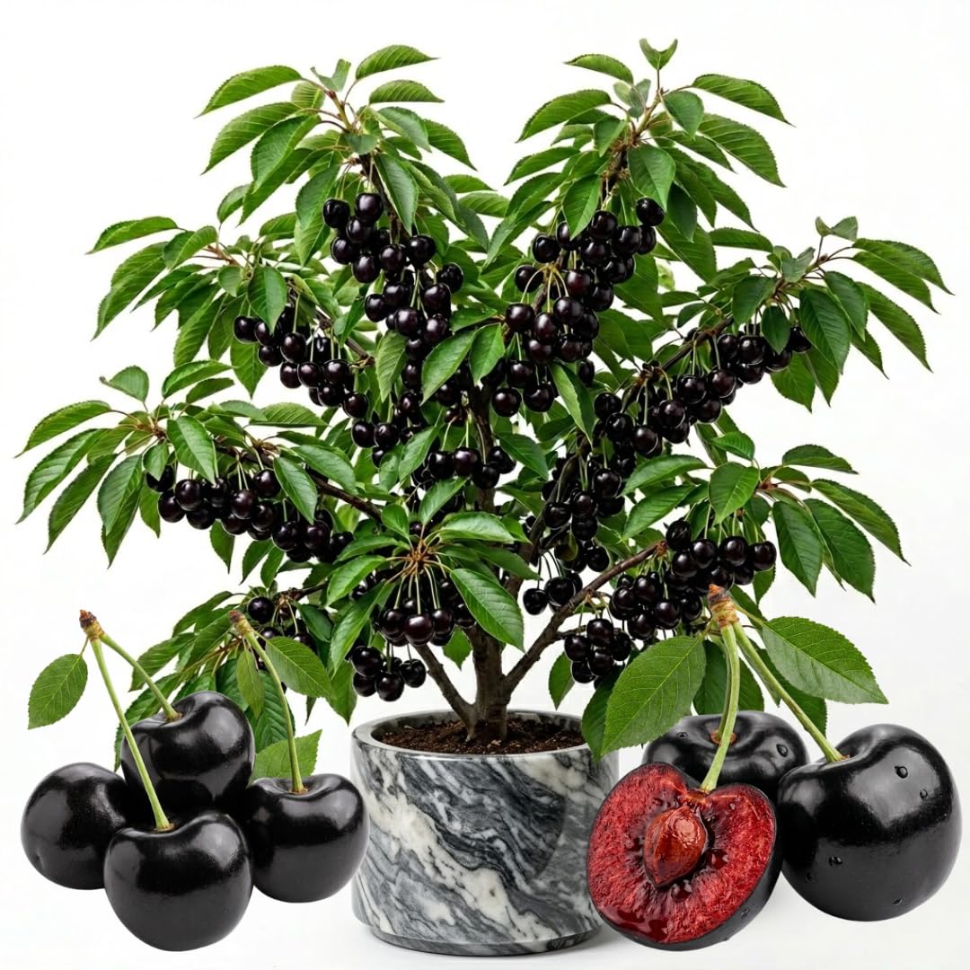 Black Cherry Tree Live Plant in Quart Pot, 6-15" in Tall Wild Cherry Plant Live for Spring Planting Outdoor