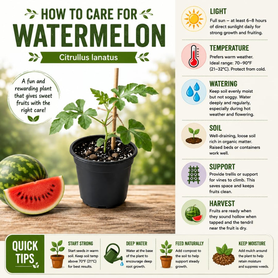 2 Watermelon Plants Live, 4 to 6 Inches Tall, Sweet Fruit Plants, Sweet Melon Starter Plants for Outdoor Gardens