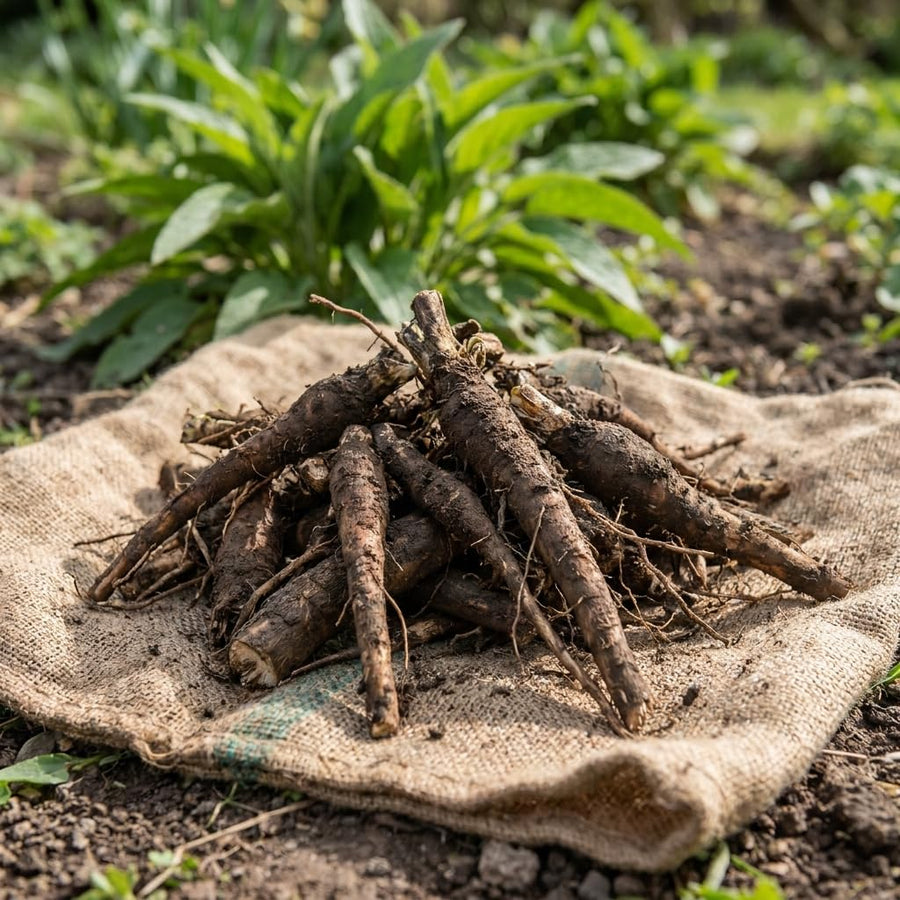 5 Comfrey Bocking 14 Live Roots, Fast Growing Perennial Herb Plant for Garden, 4 Inches Cuttings