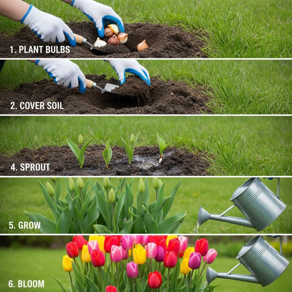 Set of 10 Tulip Bulbs, Live Mix Tulips, Spring Blooming Flower Bulbs for Garden Planting