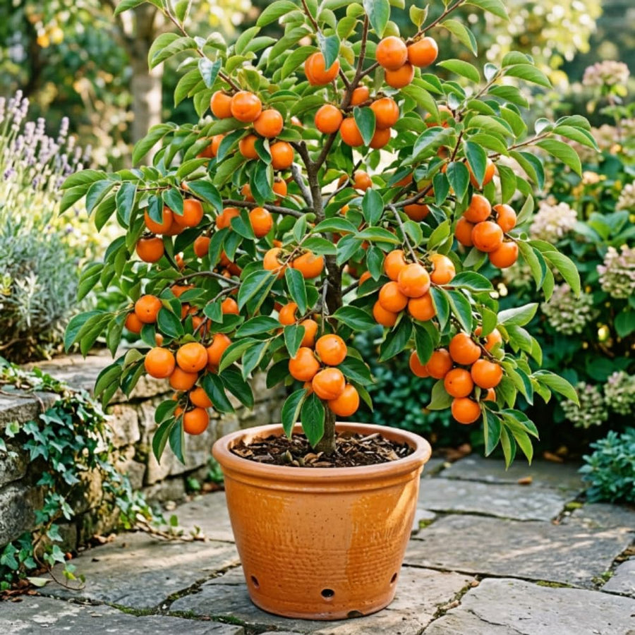 Persimmon Tree Live Plant, Quart Pot, Well Rooted, 8-10 Inches Tall, Cold Hardy Fruit Tree, Persimmon Tree for Backyard Outdoor Garden