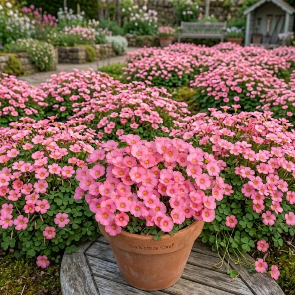 Pink Oxalis Flower Plant in 4'' Pot, 4-8'' Tall, Shamrock Flowers Plants, Perennial Flower Plants for Indoor and Outdoor Garden
