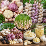 4 Mix Garlic Bulbs for Planting, Assorted Heirloom Garlic Seed Bulbs, Hardneck and Softneck Varieties, High Yield Garlic for Fall, Spring Planting
