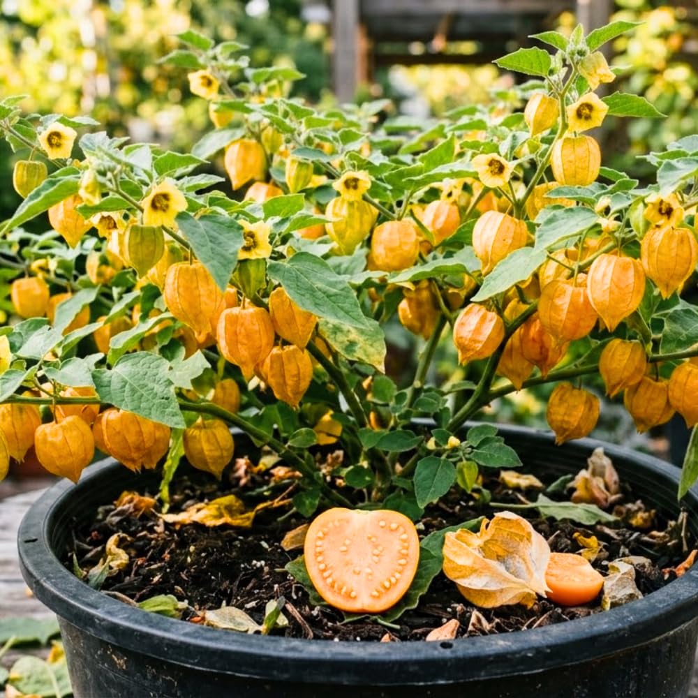 Cape Gooseberry Live Plant in 4 Inch Pot, Sweet Gooseberry Bush Live Plant for Outdoor Gardening, Edible Gooseberry Tree, 8-10 Inch Tall