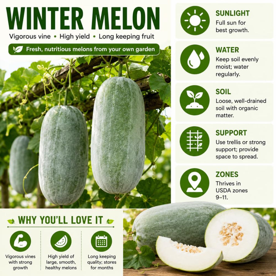 Winter Melon Live Plant in 4 Inches Pot, Wax Gourd Live Plant 4-8 Inches Tall, Home Garden Vegetable Plant for Outdoor Garden