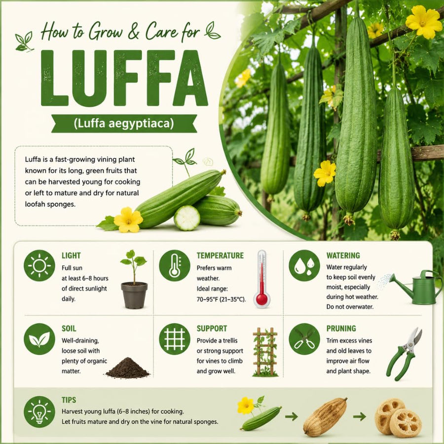 Luffa Plant Live, Loofah Gourd Vine Seedling, 4-8 Inc in 4 Inches Pot, Loofah Plant Live for Garden