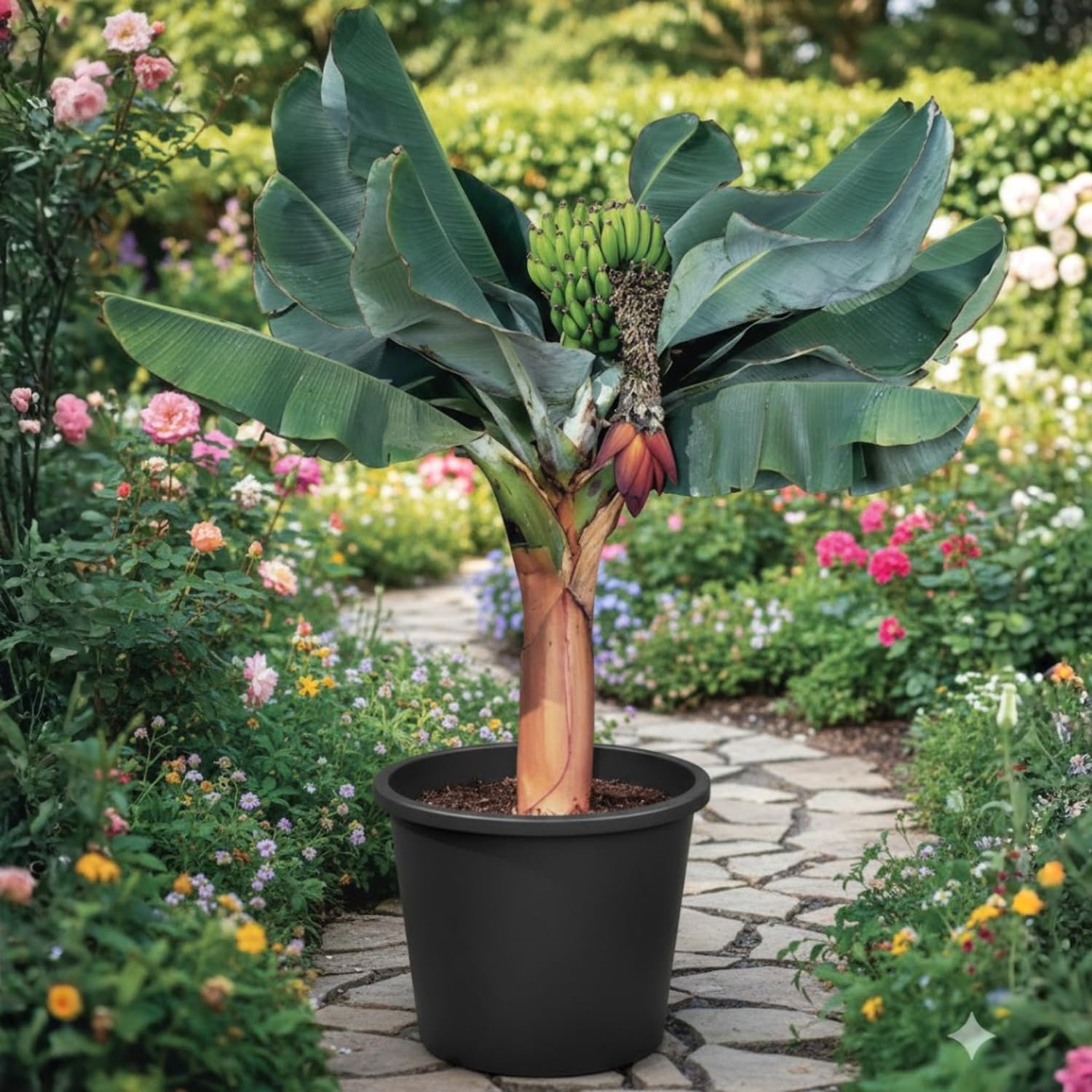 Cavendish Banana Plant Live, Dwarf Banana Tree Well Rooted 2-3 Feet Tall, Sweet Bananas Fruit Tree, Ready to Grow Indoor Outdoor