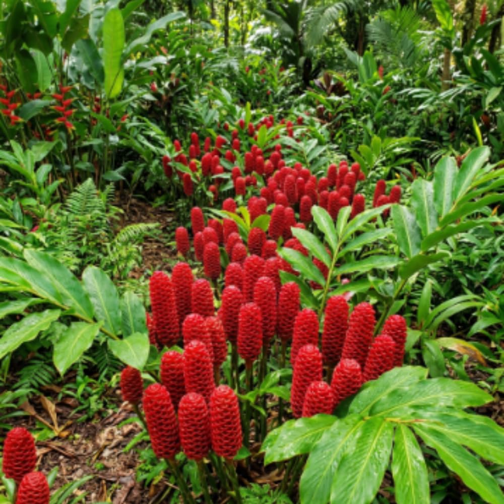 2 Awapuhi Shampoo Ginger Live Plants, Zingiber Zerumbet Pinecone Ginger Lily, Shampoo Ginger Plants Live for Outdoor Planting, 3–5 Inches Tall, Tropical Garden Plant, No Pot