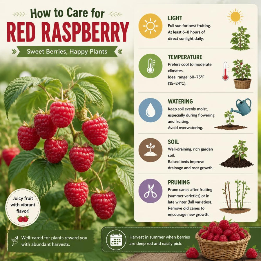 Red Raspberry Plant Live, Sweet Raspberry Bush Shrub to Grow, 6-8'' Tall in 4 Inches Pot, Raspberries Seedling for Outdoor Growing
