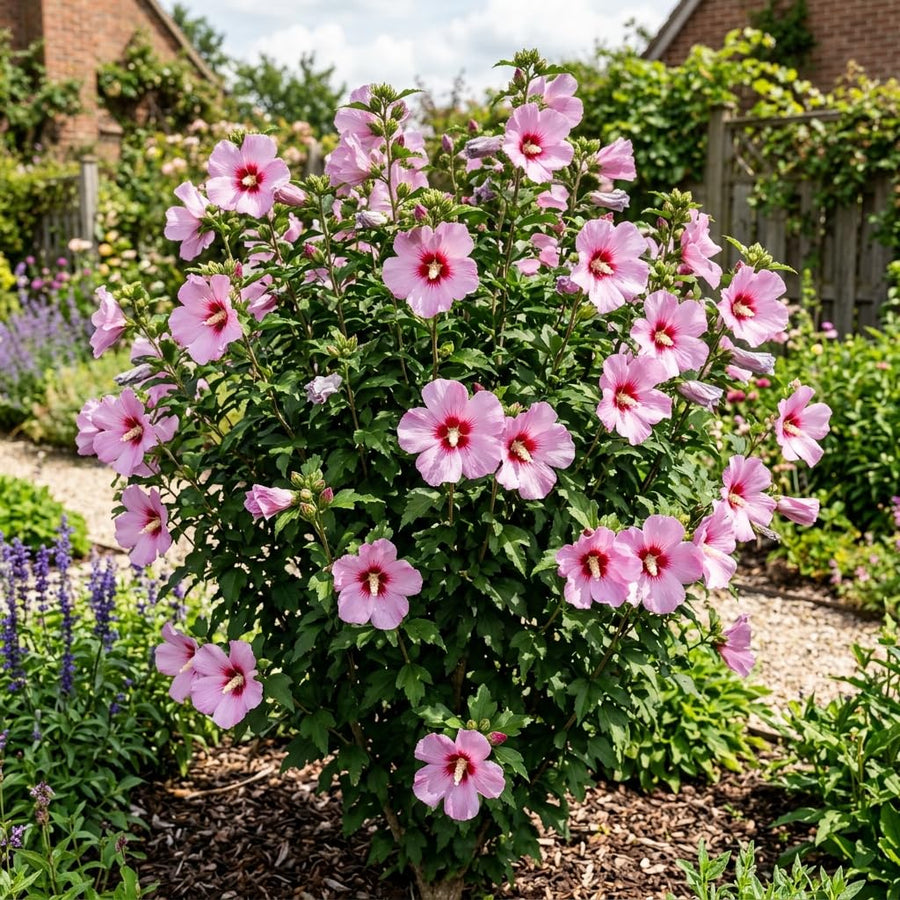 Pink Rose of Sharon Live Plant in Quart Pot, Althea Hibiscus Flowering Shrub for Outdoor Garden