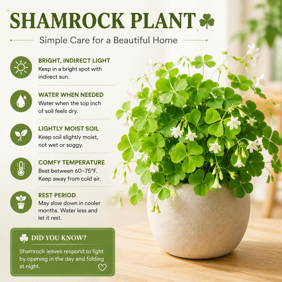 Green Shamrock Plant Live, Starter Oxalis Plant in 4" Pot, Easy Care Ornamental Houseplant for Patio, Container and Home Gardening