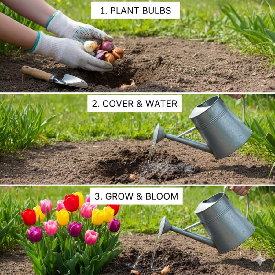 Pack of 10 Tulip Flower Bulbs, Mixed Color Tulip Flower Bulbs, Spring Blooming Bulbs for Planting