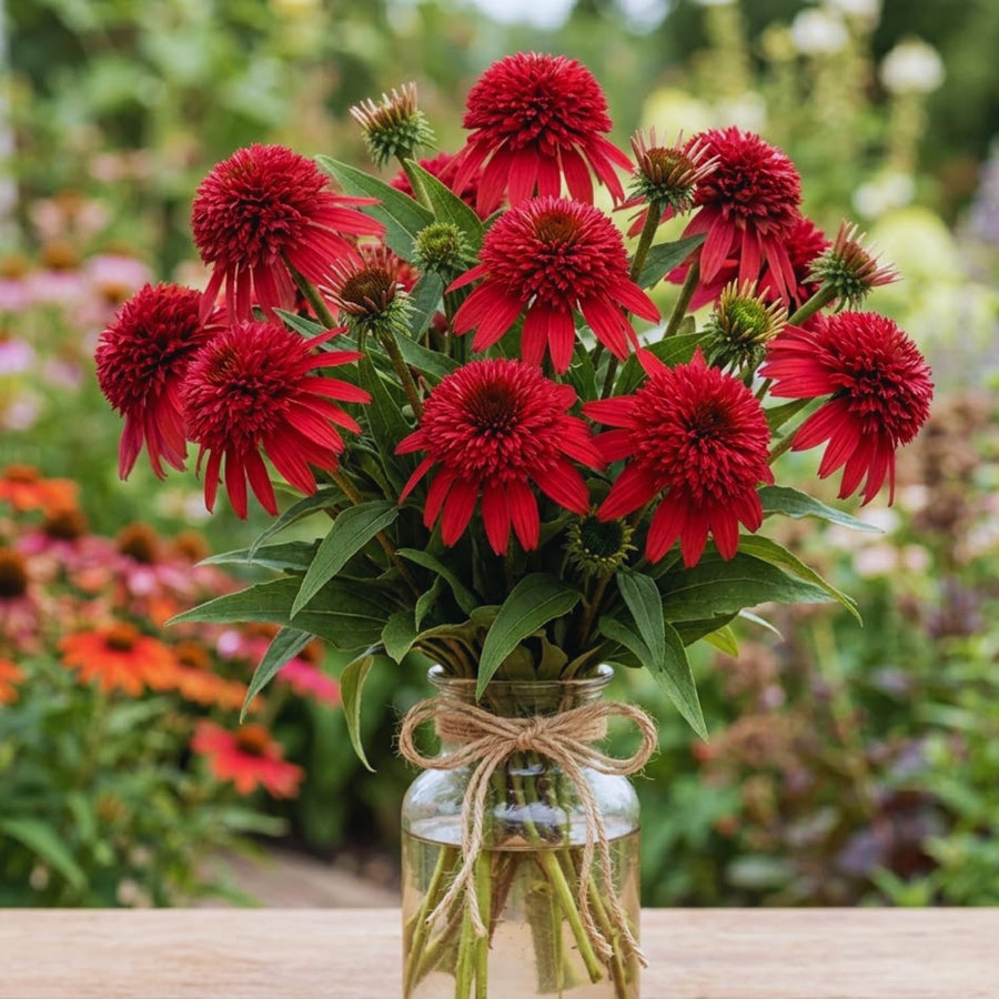 100 Coneflower Seeds for Planting, Double Red Coneflower Flower Seeds, Outdoor Indoor Garden Planting