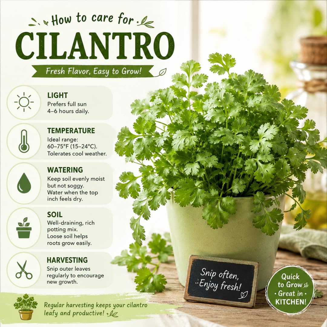 Live Cilantro Plant in 3.5 Inch Pot, Green Cilantro Herb Plant, Culinary Herb for Indoor Herb Gardens and Outdoor Planting