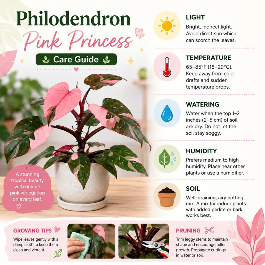 Set of 2 Live Pink Princess Philodendron Plant in 4 Inch Pot, Tropical Indoor Houseplants with Pink Variegated Foliage for Indoor Growing