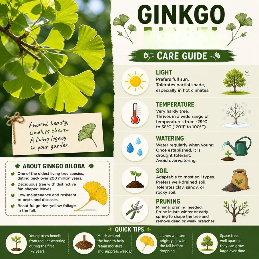 Ginkgo Tree Live Plant, Yellow Ginkgo Plant 4 to 6 Inch Tall in Pot, Cold Hardy, Low Maintenance Outdoor Garden Plant