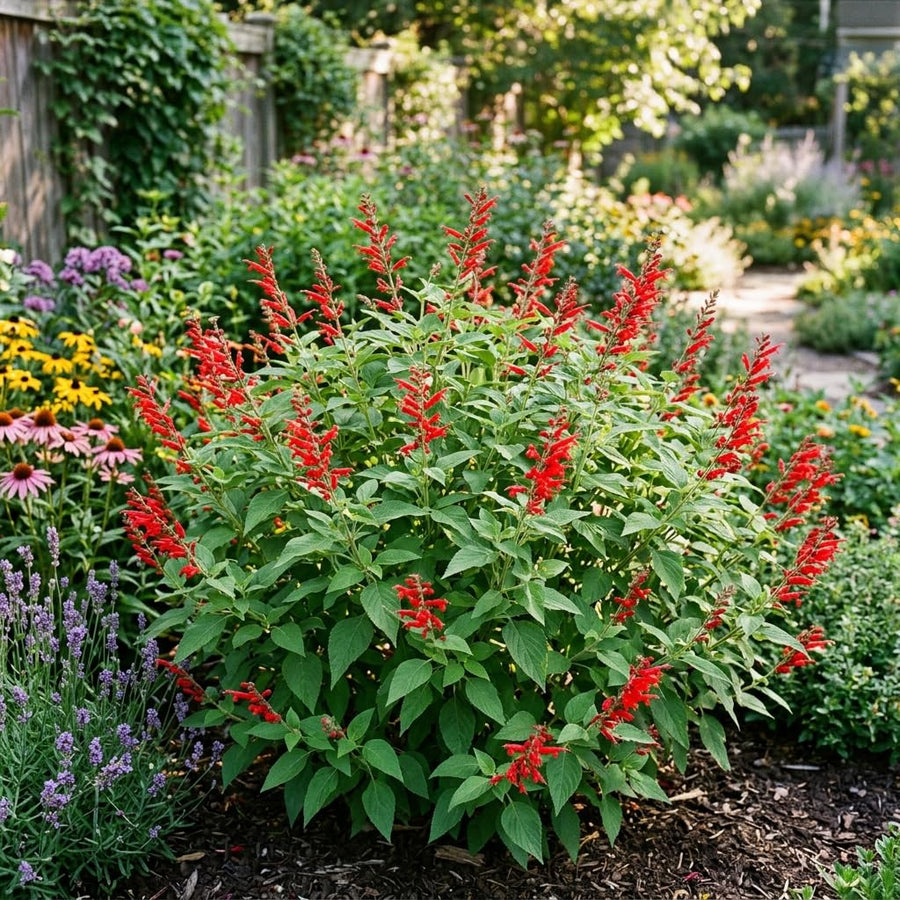 Pineapple Sage Salvia Live Plant in 4 Inch Pot, Bright Red Blooming Salvia Perennial Flower for Outdoor Garden and Containers