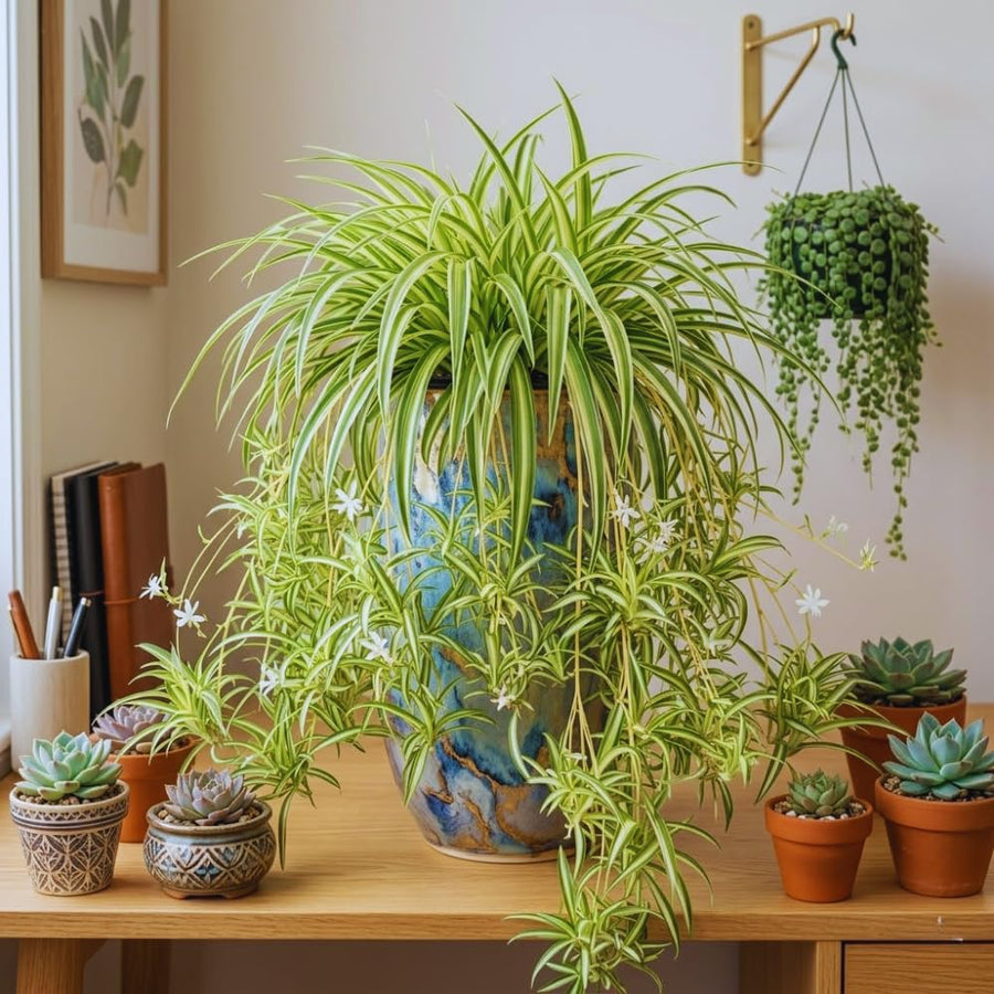 Spider Variegated Live Plant, Spider Plant, Variegated Spider Houseplant, 2-4'' Tall, Live Indoor Plant for Home and Office, Chlorophytum Comosum, No Pot