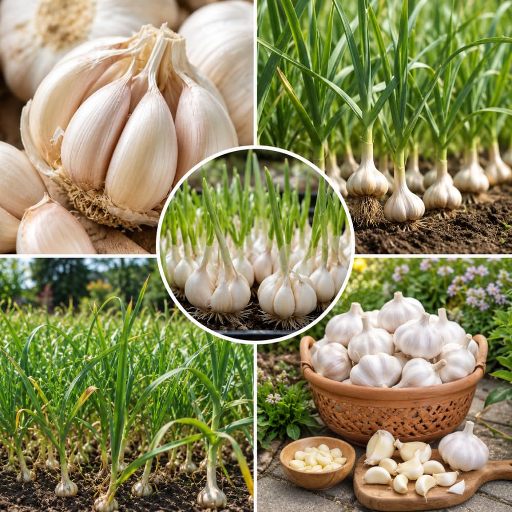 4 Softneck Garlic Bulbs for Planting, Large Seed Garlic, High Yield, Easy to Grow for Fall and Spring Garden
