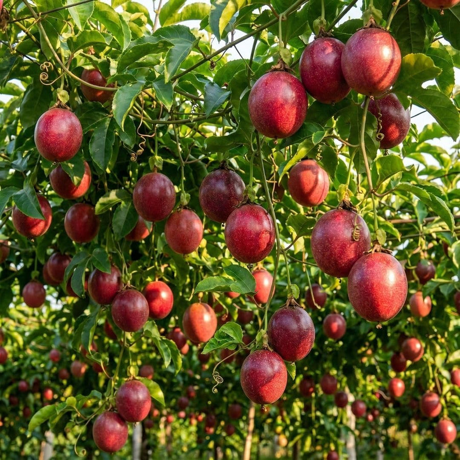 Red Passion Fruit Plant Live 4-7" Height, Tropical Passion Fruit Vine Plants, Well Rooted Plant for Outdoor Planting