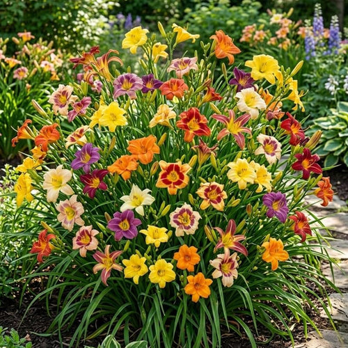 Pack 10 Daylily Bulbs for Planting Spring, Fast Blooming Hardy Perennial Lily Bare Roots for Outdoor Growing (Assorted Day Lily)