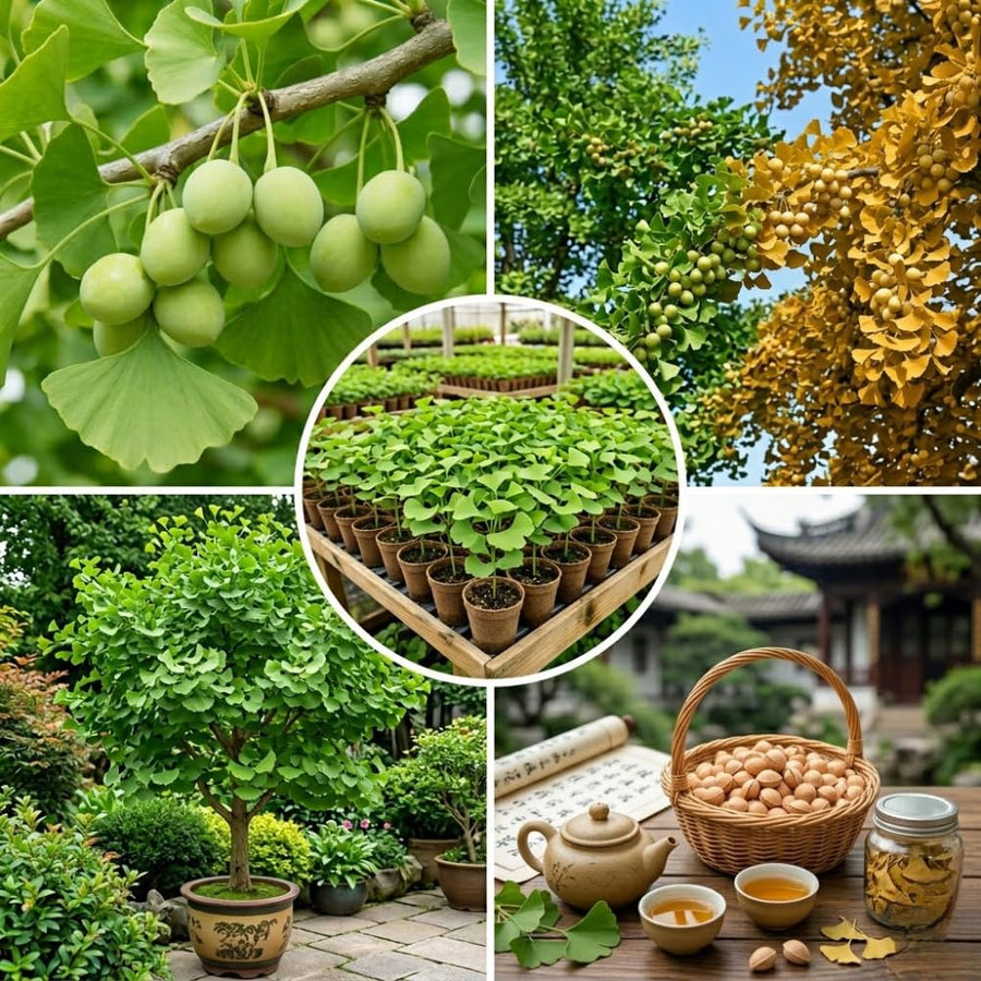 Ginkgo Tree Live Plant for Planting, Ginkgo Tree, Yellow Leaves, 4 to 6 Inch Tall in Pot, Hardy Ornamental