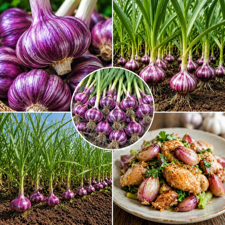 3 Large Purple Garlic Bulbs for Planting, Garlic for Planting, High-Yield Hardy Garlic for Garden
