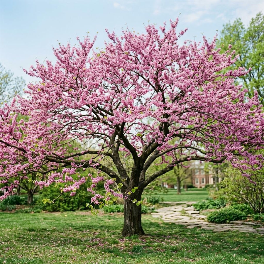 Eastern Redbud Tree Live Plant, Ornamental Pink Bloom Tree in Quart Pot for Outdoor Garden, Yard or Landscape Planting, 6-12 Inches