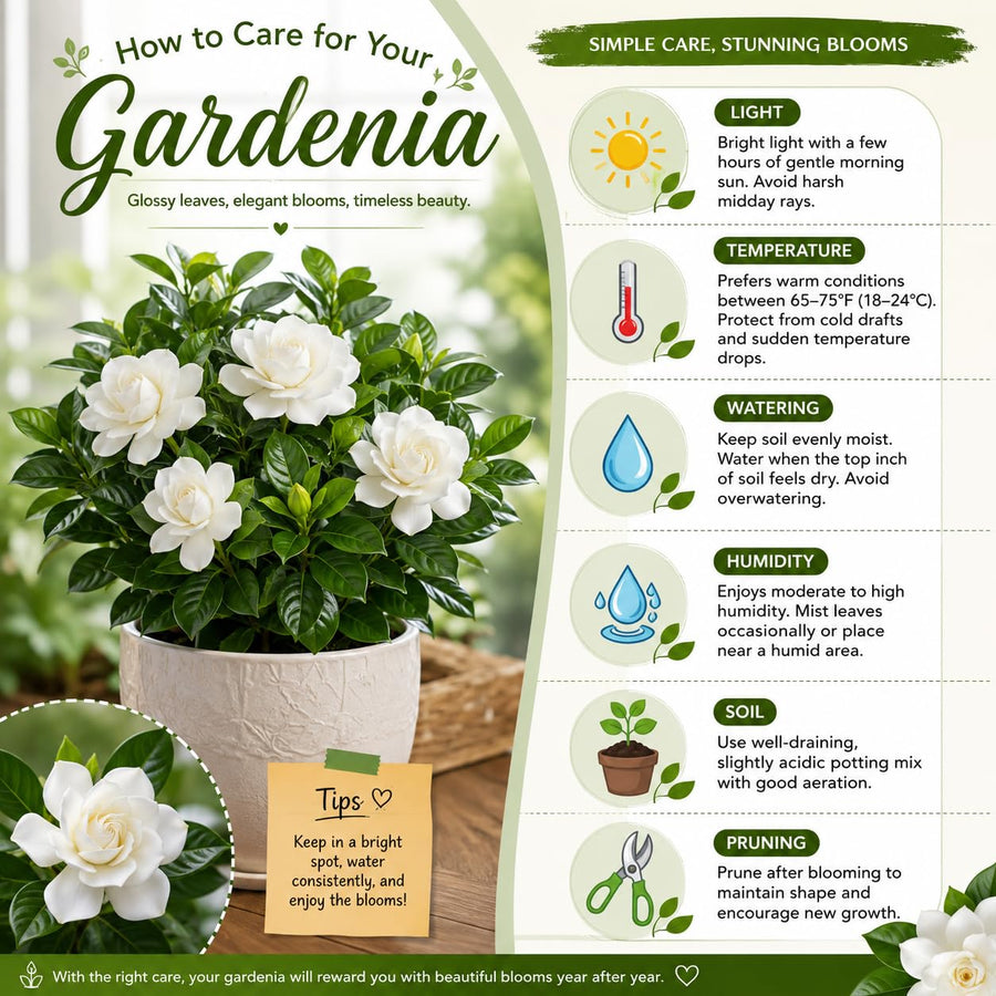 Gardenia Live Plant in 3.5 Inch Pot, 5-7 Inch Tall - Fragrant Blooming Gardenia Bush for Indoor Outdoor Patio Garden, Jasmine Flower Plants