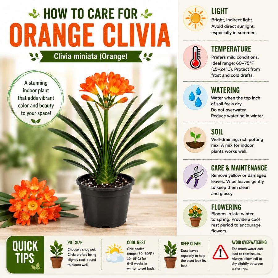 Orange Clivia Plant Live, Clivia Flowering Houseplant in 6 Inch Pot, Perennial Flowering Plant for Containers, Patios, and Indoors