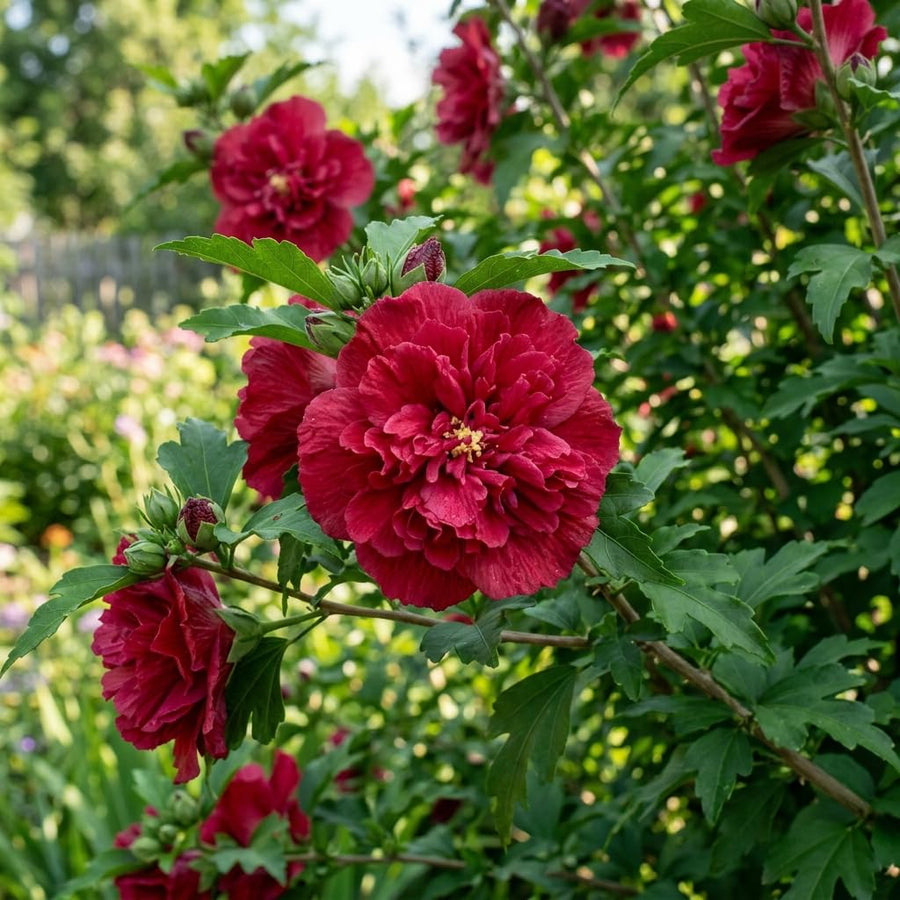 Red Rose of Sharon Live Plant in Quart Pot, Althea Hibiscus Flowering Shrub for Outdoor Garden
