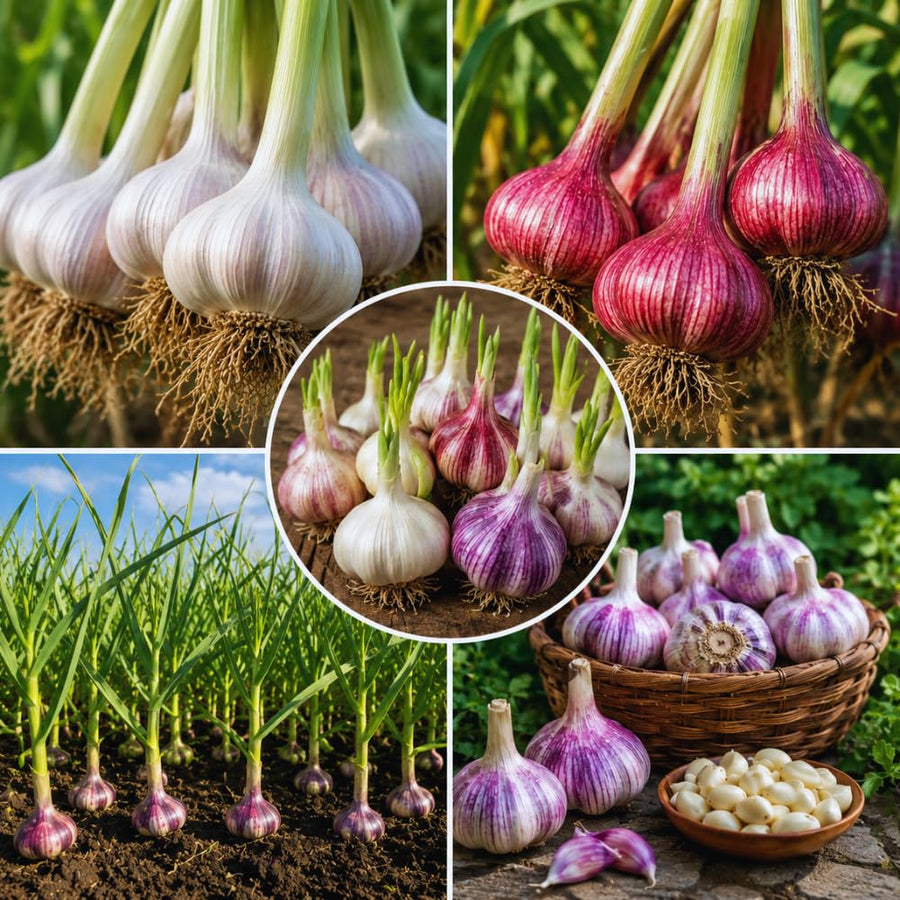 4 Mix Garlic Bulbs for Planting, Garlic for Planting, High-Yield Hardy Garlic for Garden