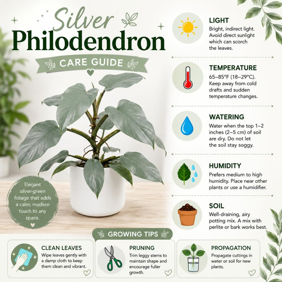 Set of 2 Live Silver Philodendron Plants in 4 Inch Pots, Tropical Indoor Houseplants with Variegated Foliage, Ready to Grow
