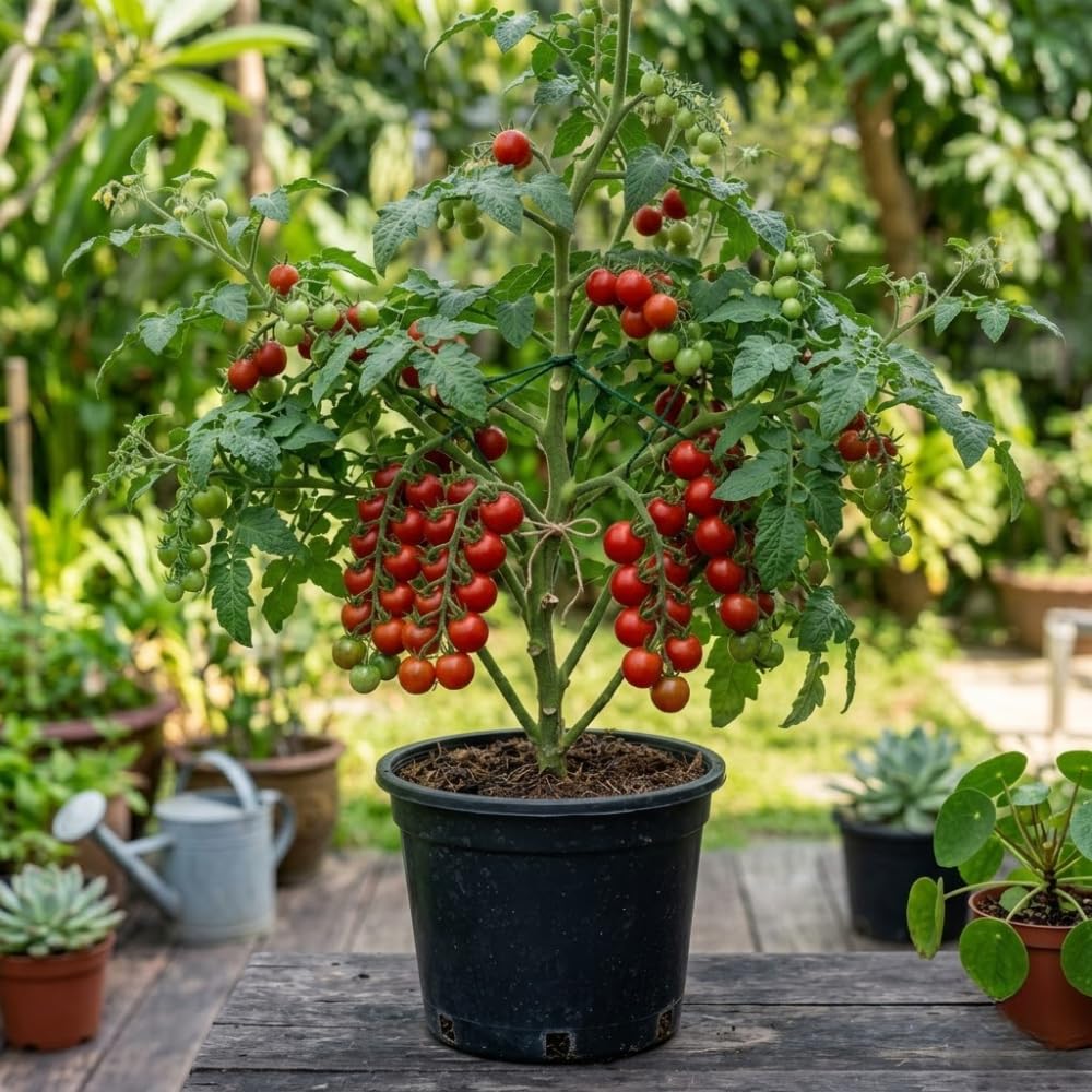Red Cherry Tomato Live Plant, Tomato Plant Live, Sweet Tomatos Fruit, 8-10 Inches Tall in 4 Inch Pot for Indoor Outdoor Planting